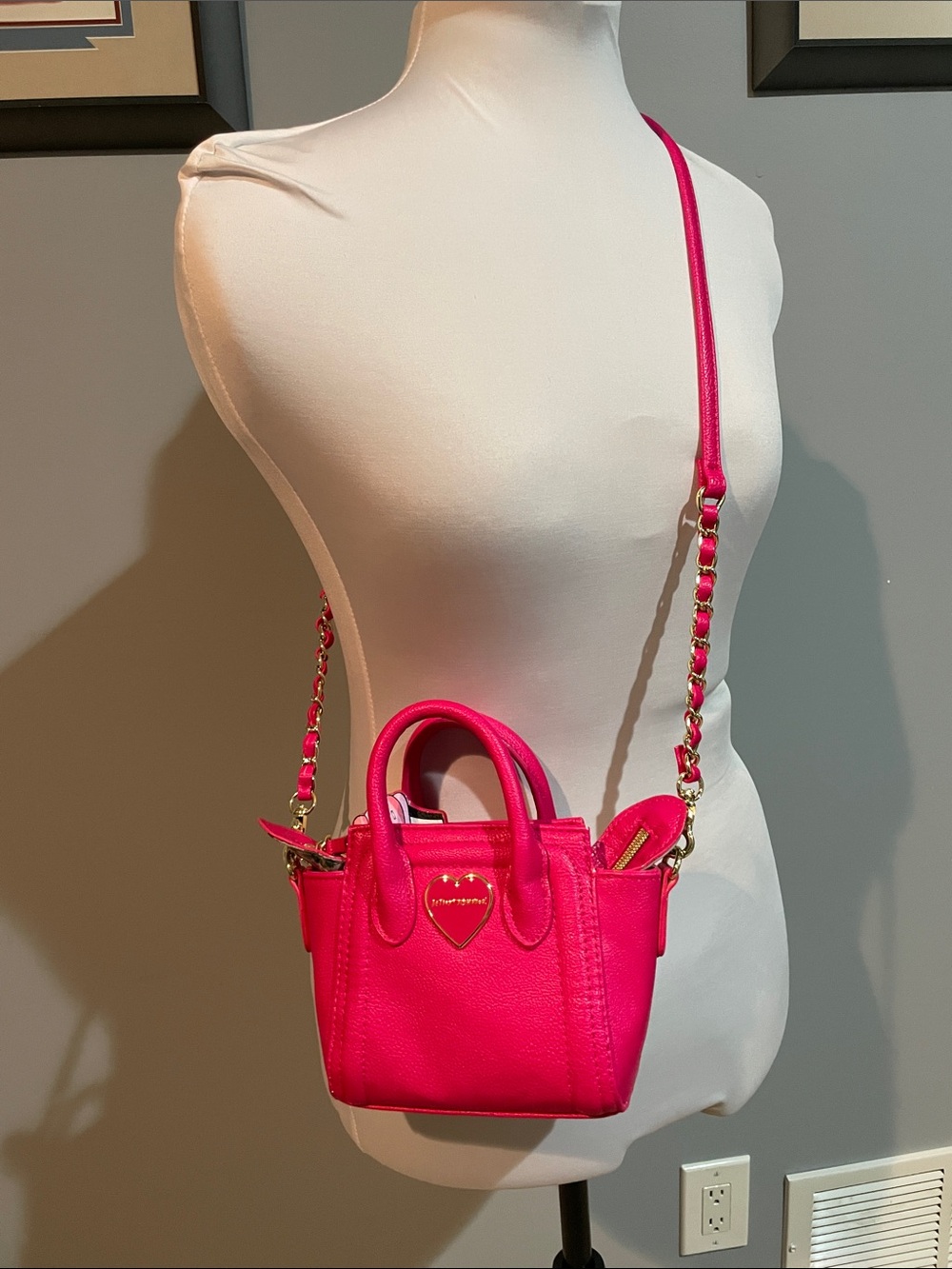 Betsey Johnson Neon Pink Heart Crossbody Mini Satchel Trolls